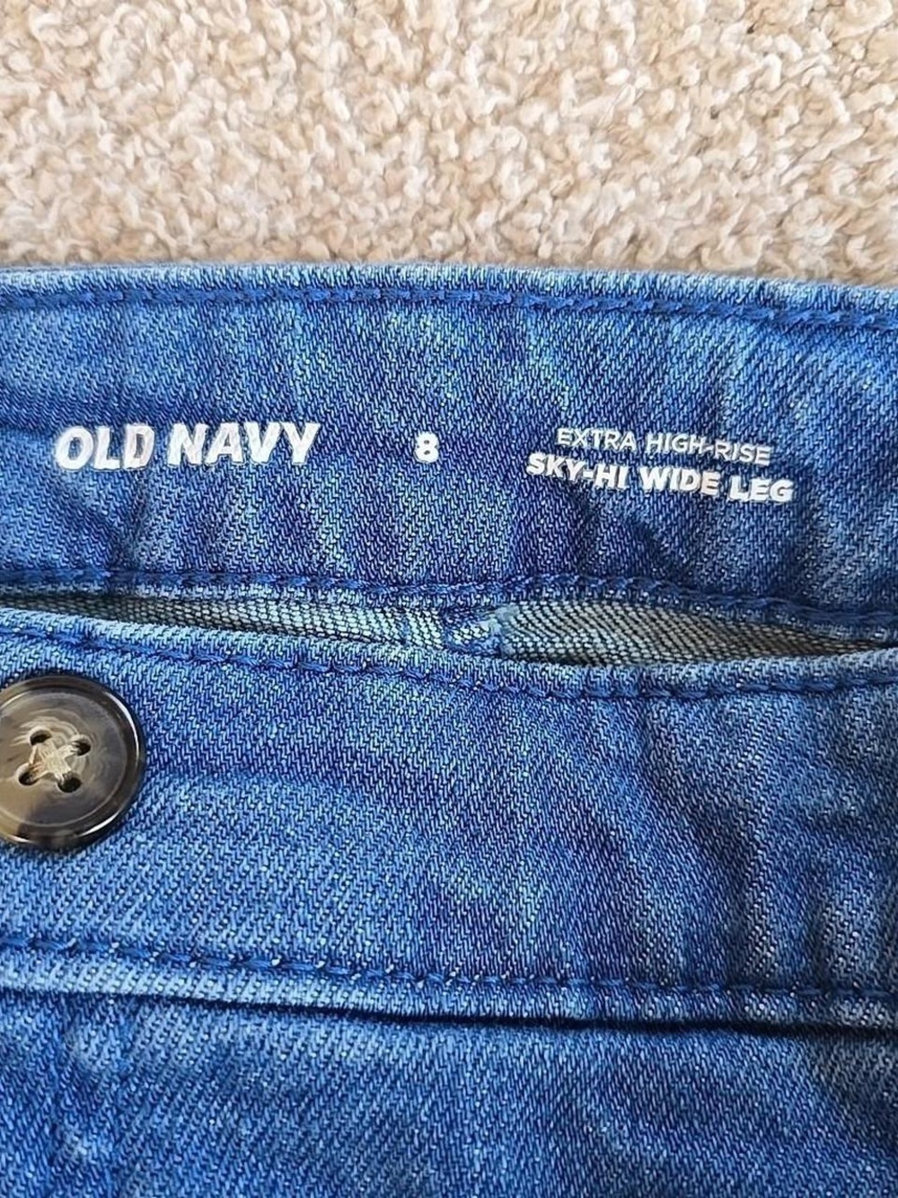 Old Navy Extra High-Rise Sky-Hi Wide Leg Sailor Jeans Side Zip Women's Size 8 - Picture 7 of 7